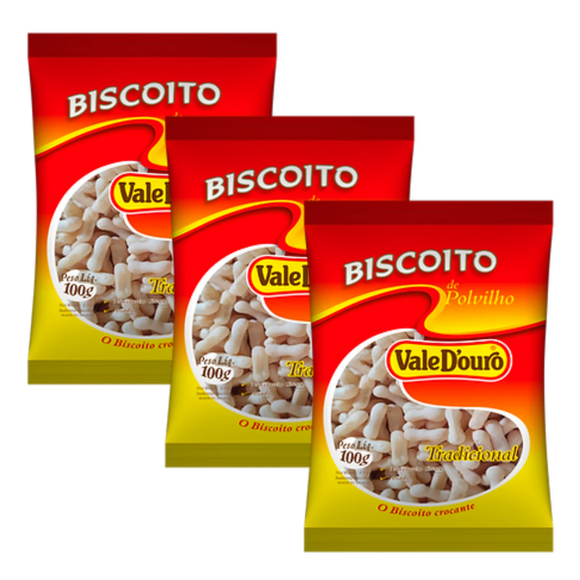 Combo - Biscoito de Polvilho Tradicional - VALE D'OURO - 100g - Compre 3 unidades e ganhe 10% de desconto
