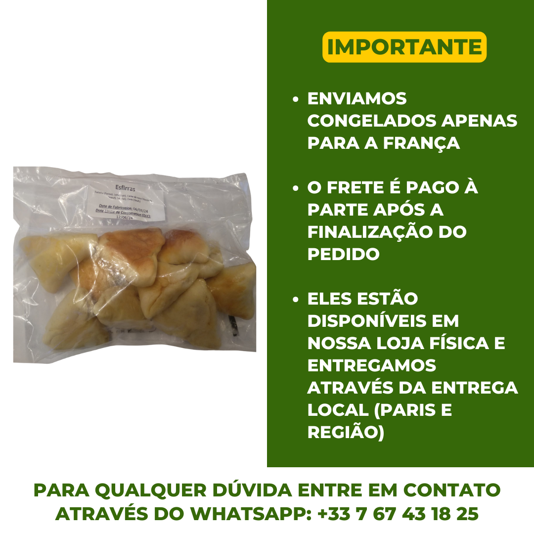 Esfirra de Carne Assada Congelada - Pequena - 10un - Aproximadamente 240g (Congelado - Frete pago à parte após a conclusão do pedido no site)