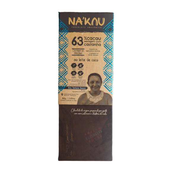 Chocolat 63% Cacao Bio aux Noix d'Amazonie - NA'KAU - 80g - Promo