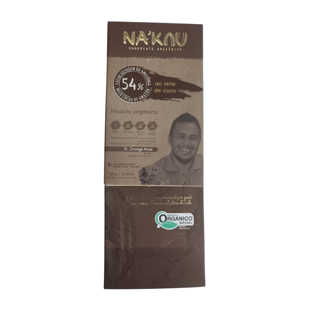 Chocolat 54% Cacao Bio au Lait de Coco - NA'KAU - 80g