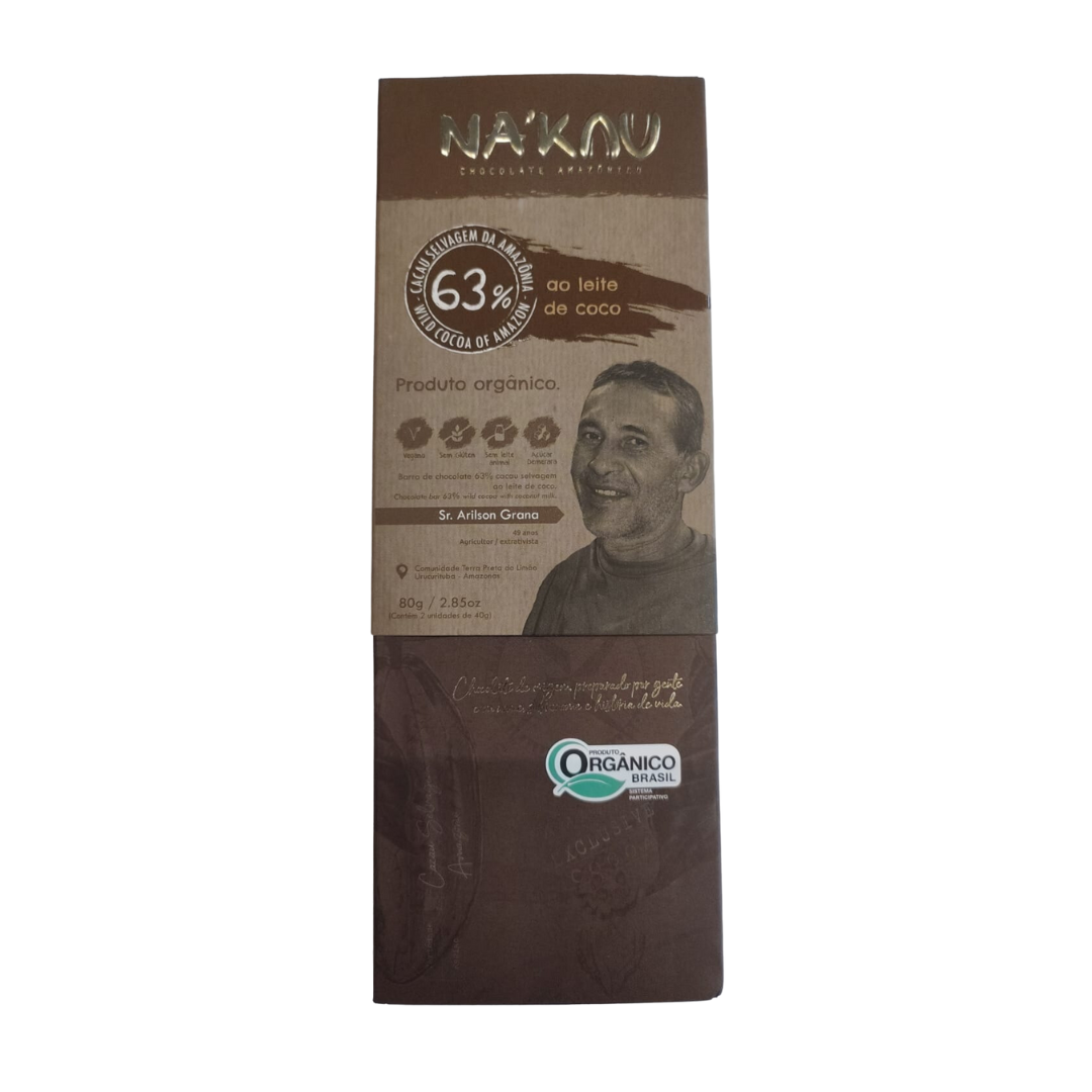 Chocolat 63% Cacao Bio au Lait de Coco - NA'KAU - 80g