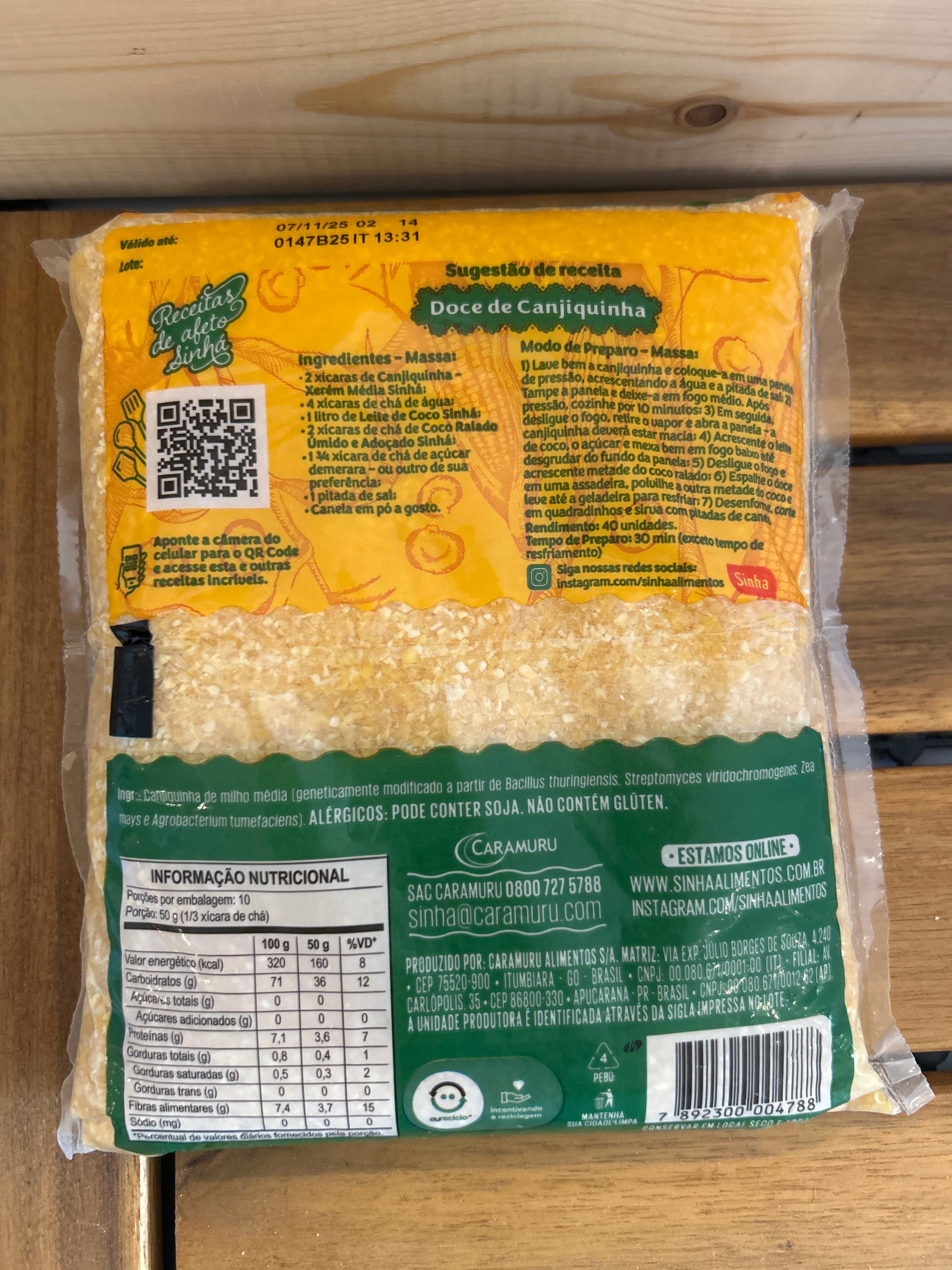 Maïs sec cassé “Hominy” (Canjiquinha Xerém Média Amarela) - Sinhá - 500g