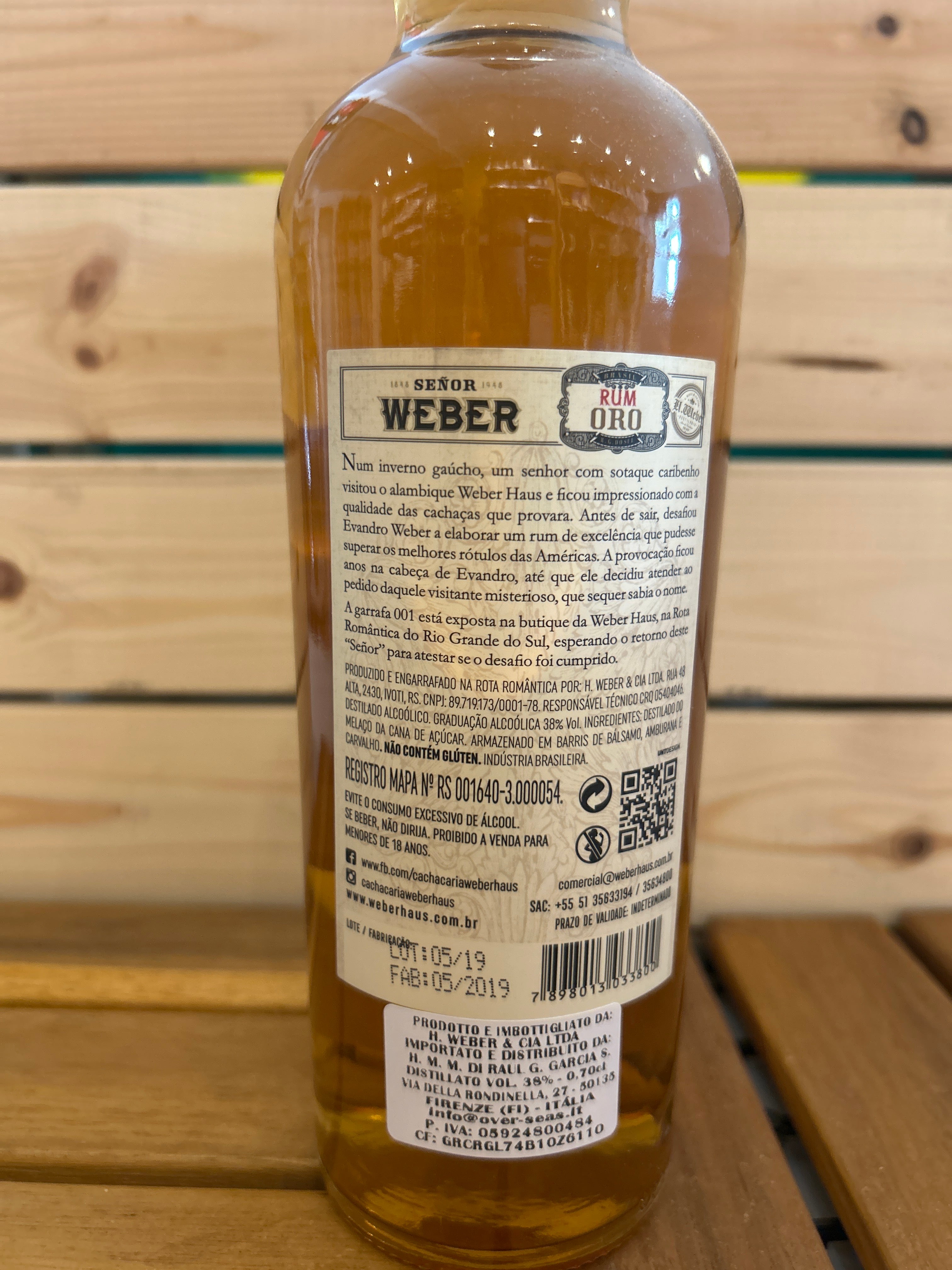 Rhum Gold Senhor Weber (Rhum Brésilien Gold Señor Weber) - WEBER HAUS - 700ml