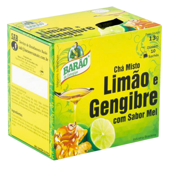 Thé Citron, Gingembre et Miel - BARÃO - Contient 10 sachets