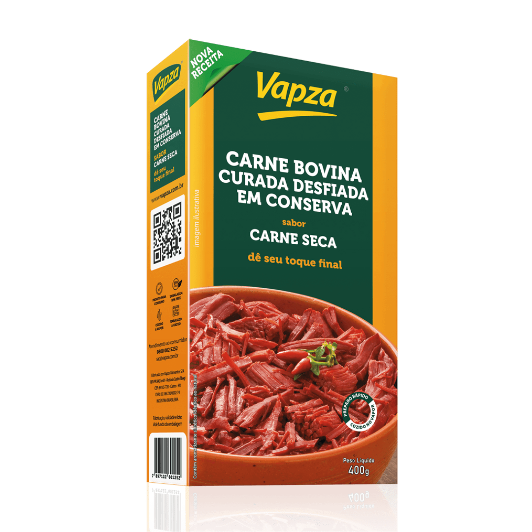 Carne Seca Desfiada Cozida - VAPZA - 400g