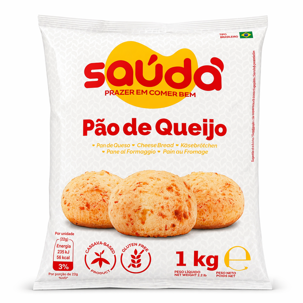 Pain de fromage traditionnel -  Produit surgelé (Pão de Queijo Tradicional Congelado - Saúda   - 1kg (Congelado)