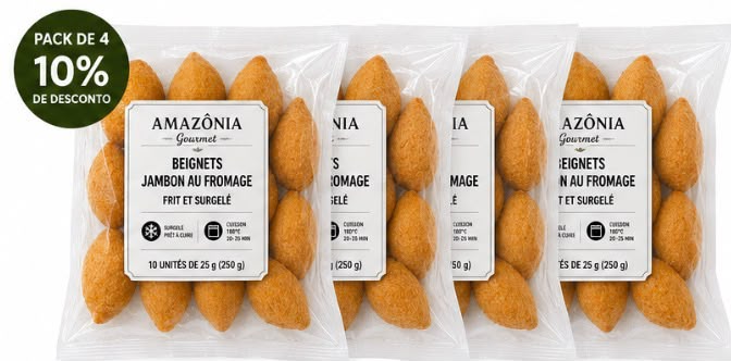 Beignets dorés au jambon et au fromage (Coxinha de Presunto e Queijo) – frits et surgelés – Pack de 4 – 40 unités de 25 g (1 kg)