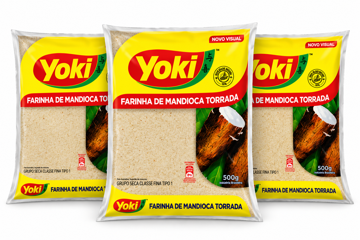 Combo - Farine de manioc grillée (Farinha de mandioca torrada) - YOKI - 500g  - 3 unidades