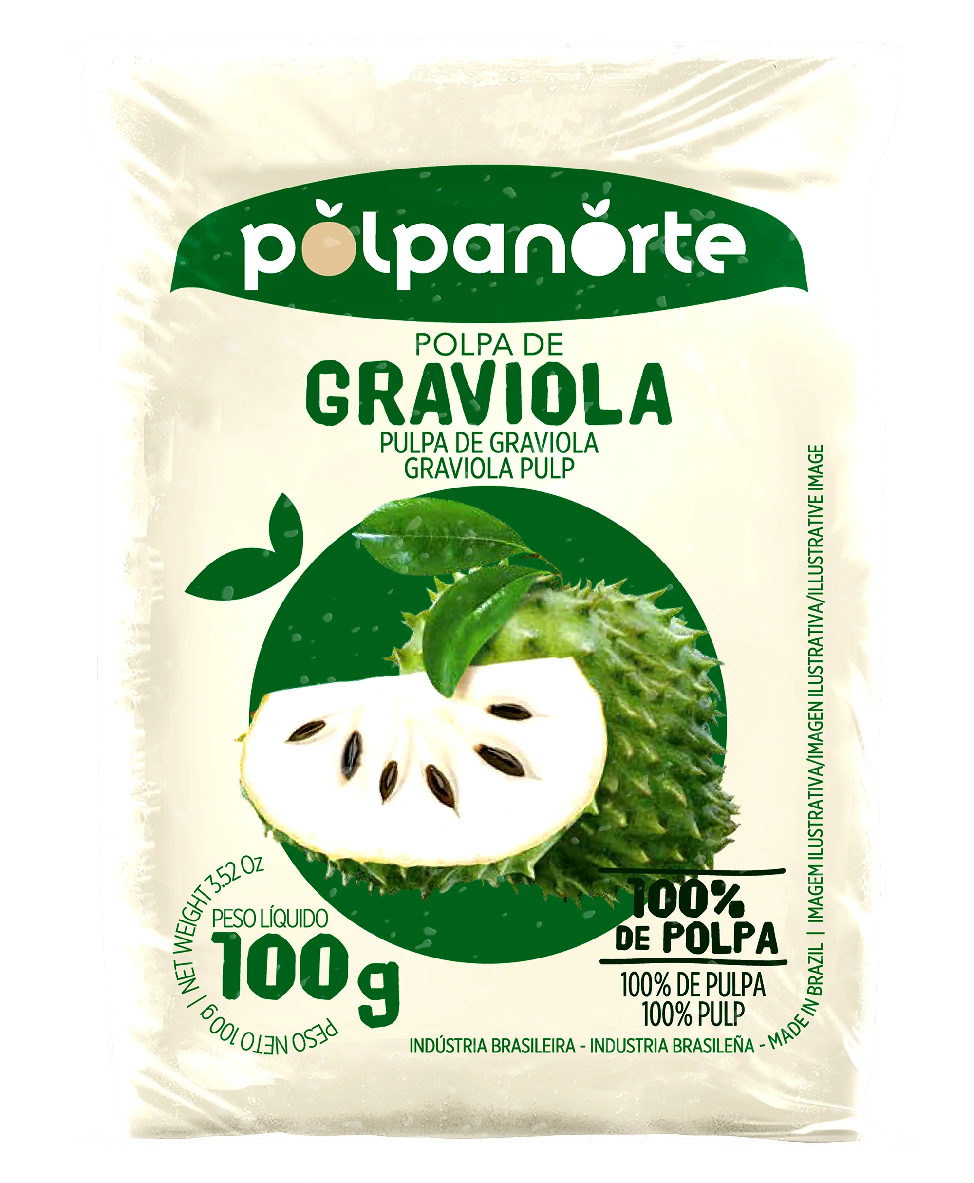 Pulpe de Corossol  Congelée (Polpa de Graviola) - Polpanorte - 100 g