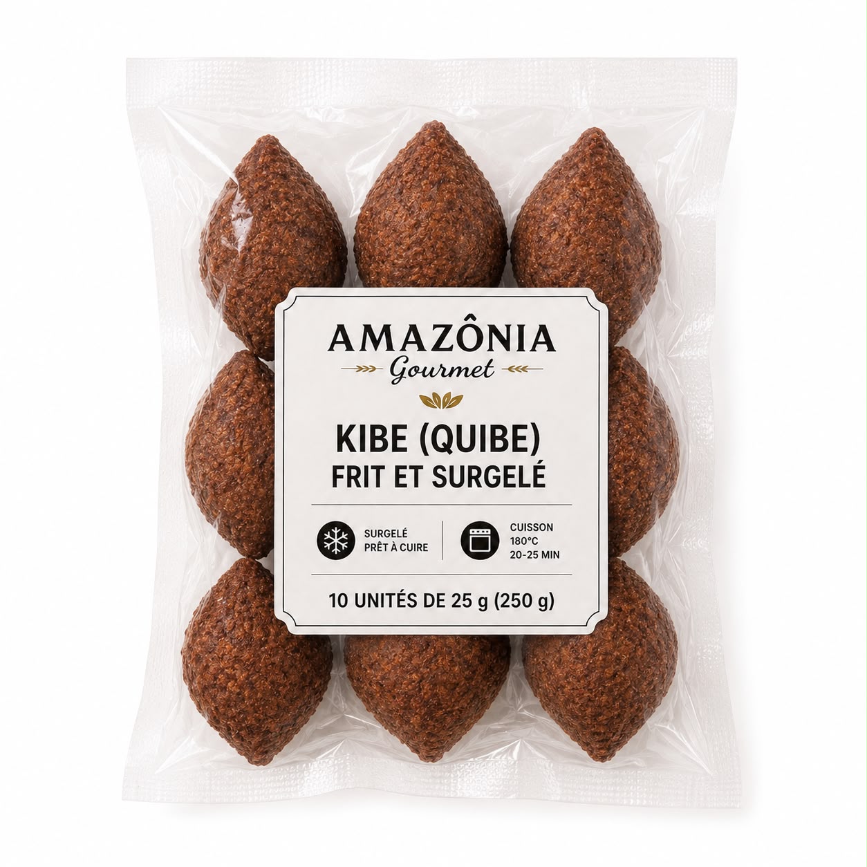 Kibe (Quibe) frit et surgelé – 10 unités de 25 g (250 g)