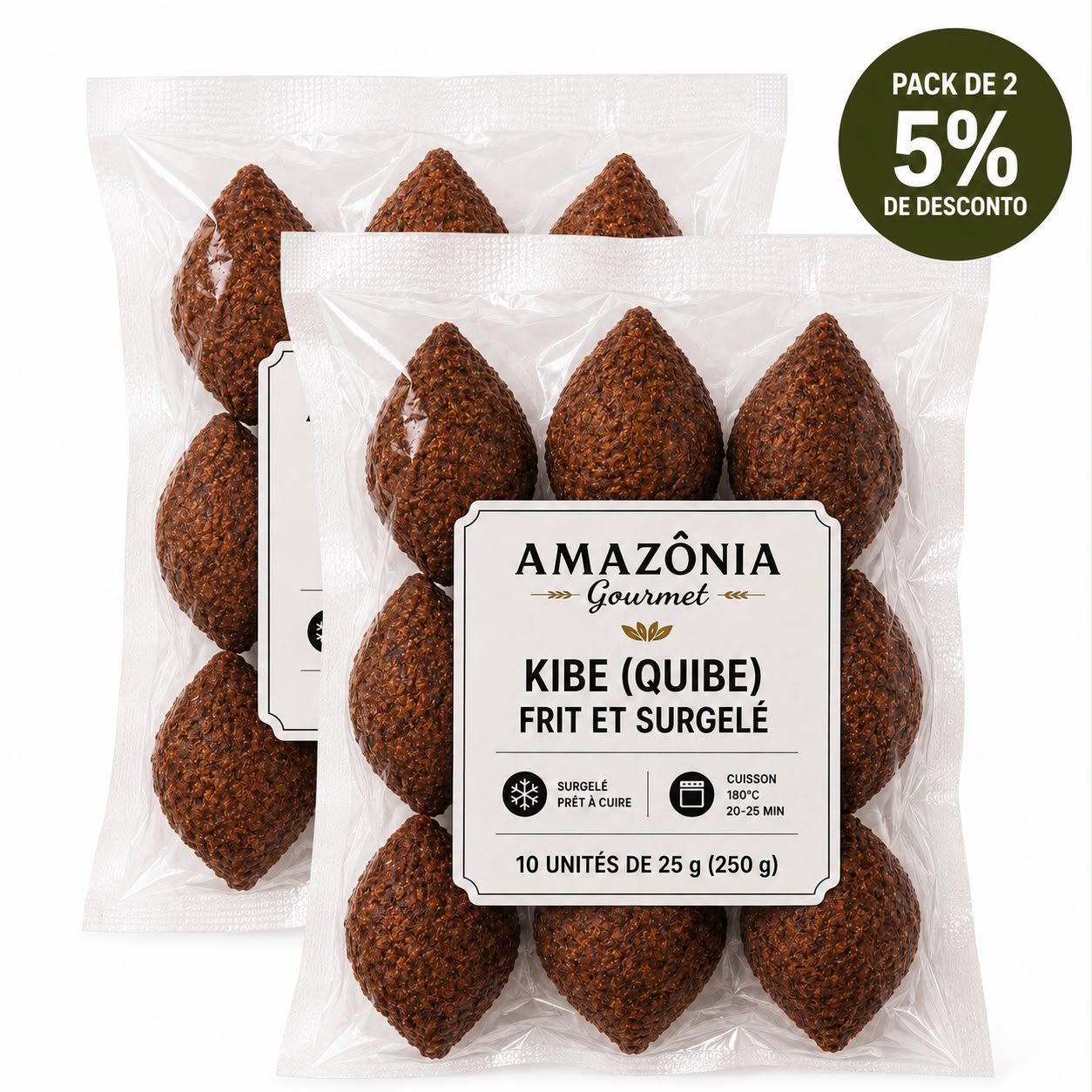Kibe (Quibe) frit et surgelé – Pack de 2 – 20 unités de 25 g (500 g)