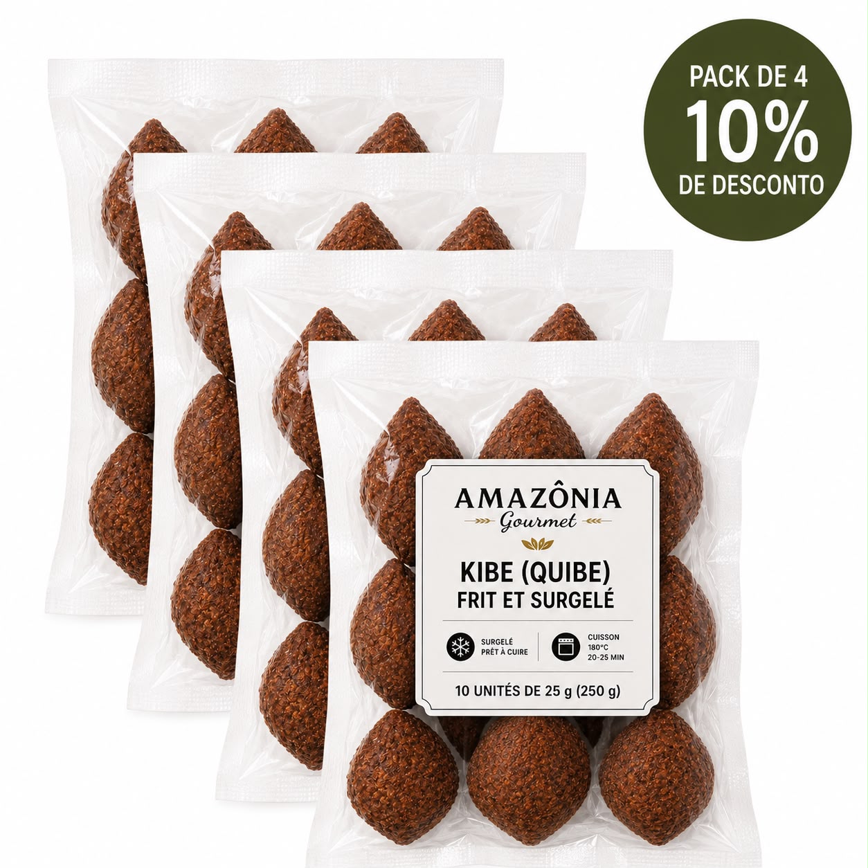 Kibe (Quibe) frit et surgelé – Pack de 4 – 40 unités de 25 g (1 kg)