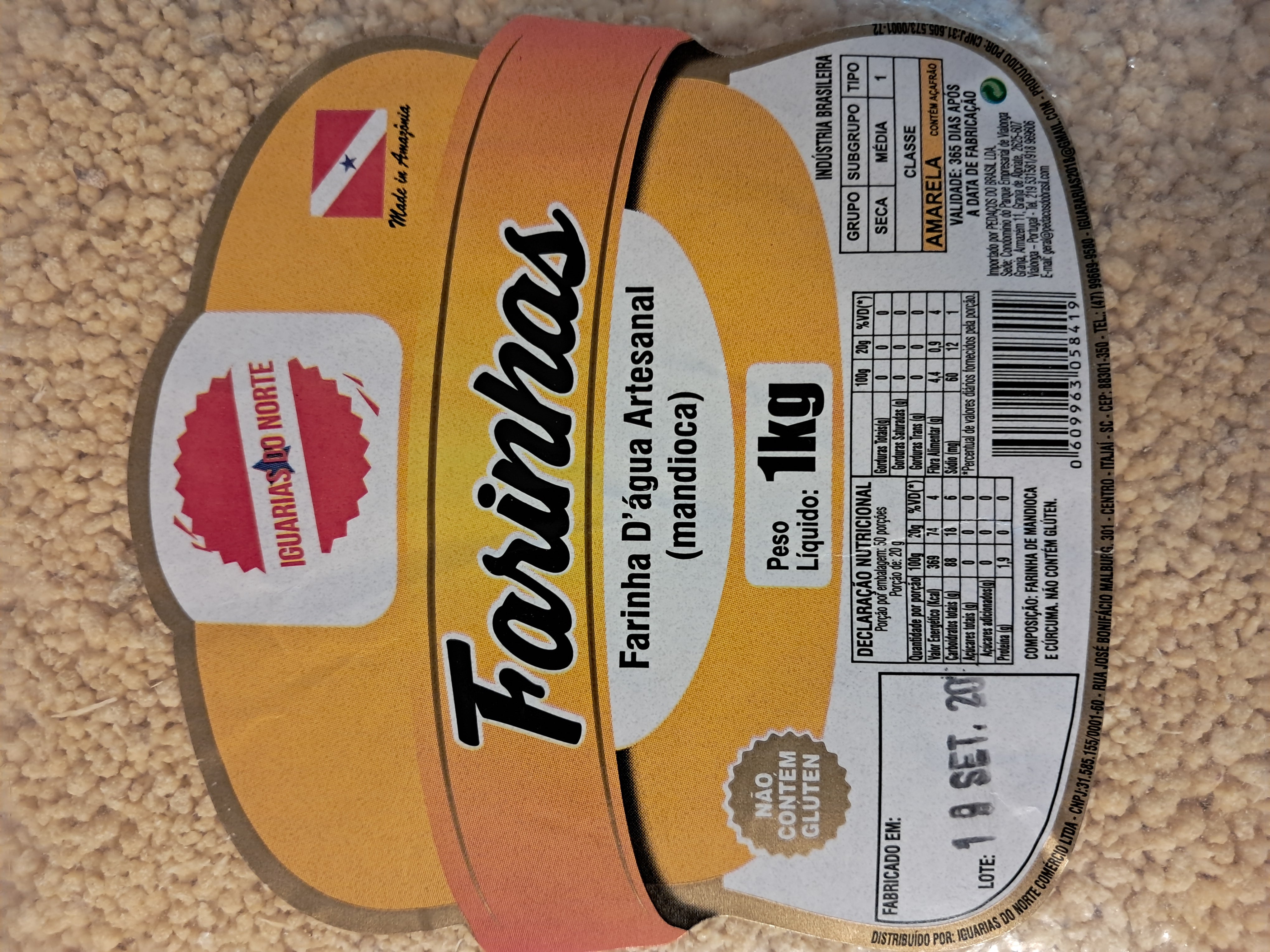 Farine d'Eau Jaune Épaisse (Farinha D’Água Amarela Grossa - Farinha de Puba) - IGUARIAS DO NORTE - 1kg
