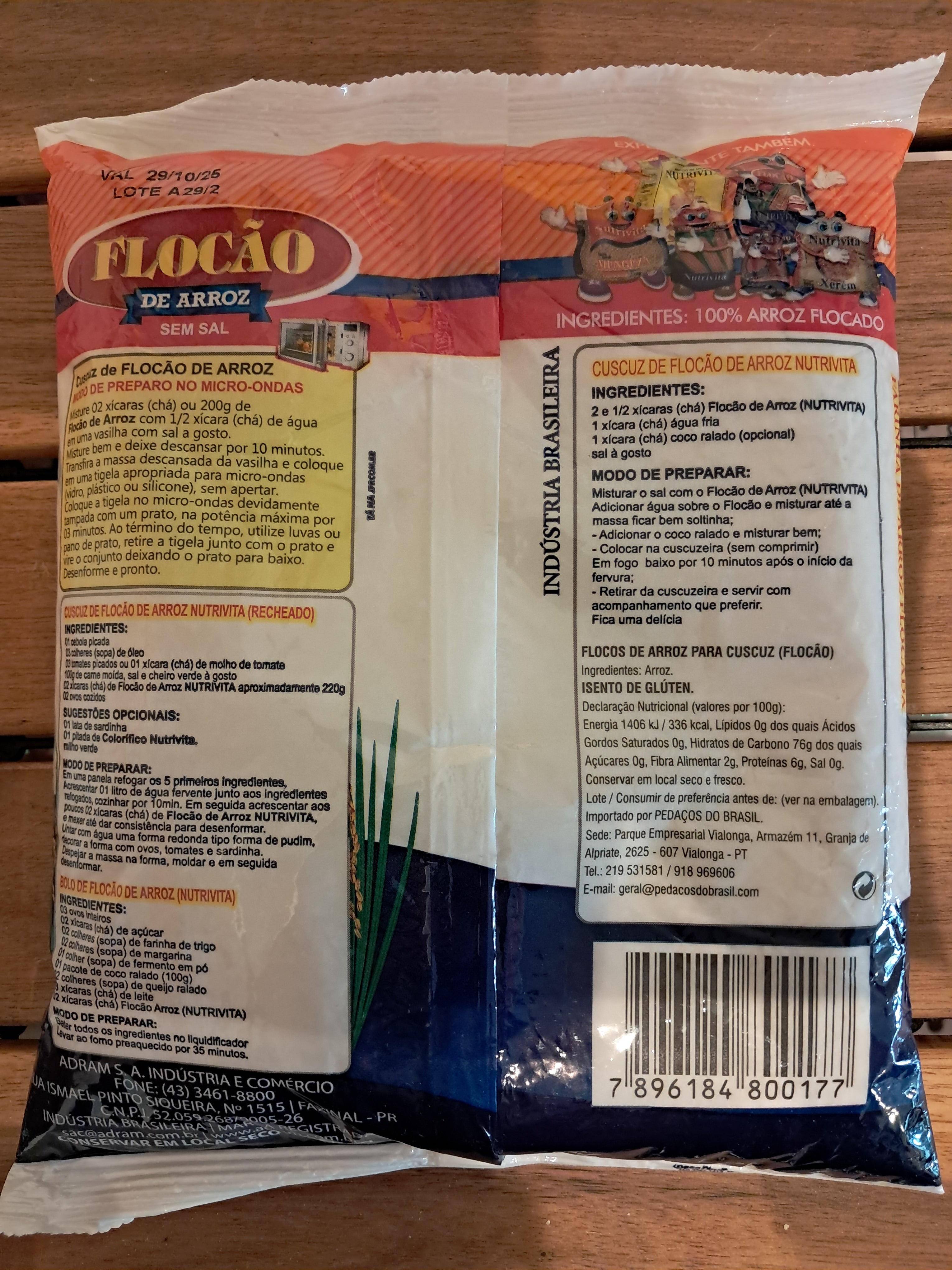 Rice Flakes (Flocão de Arroz) - NUTRIVITA - 500g