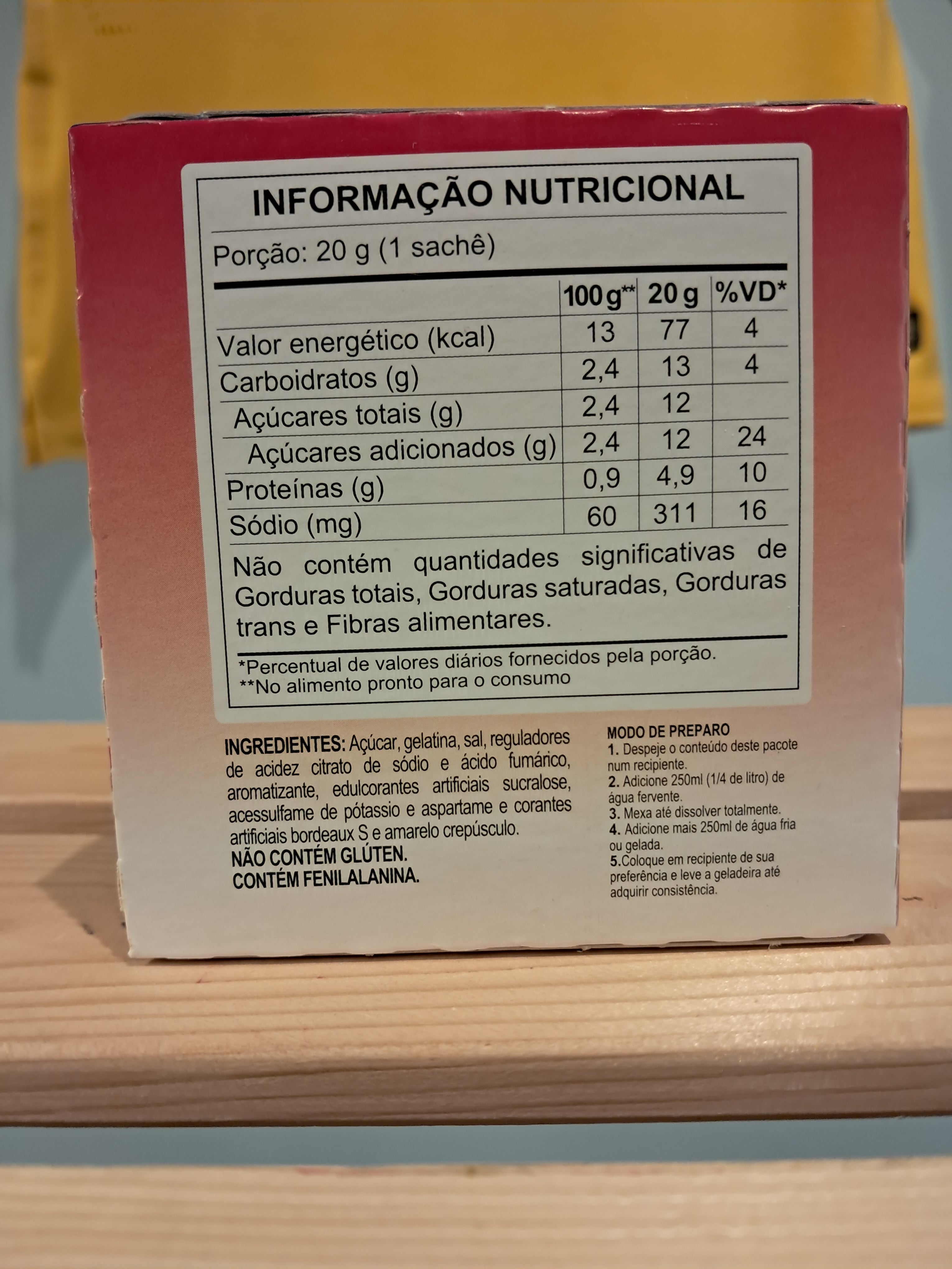 Gélatine en Poudre light Saveur Fraise (Gelatina em Pó Light Morango) - ROYAL - 31g