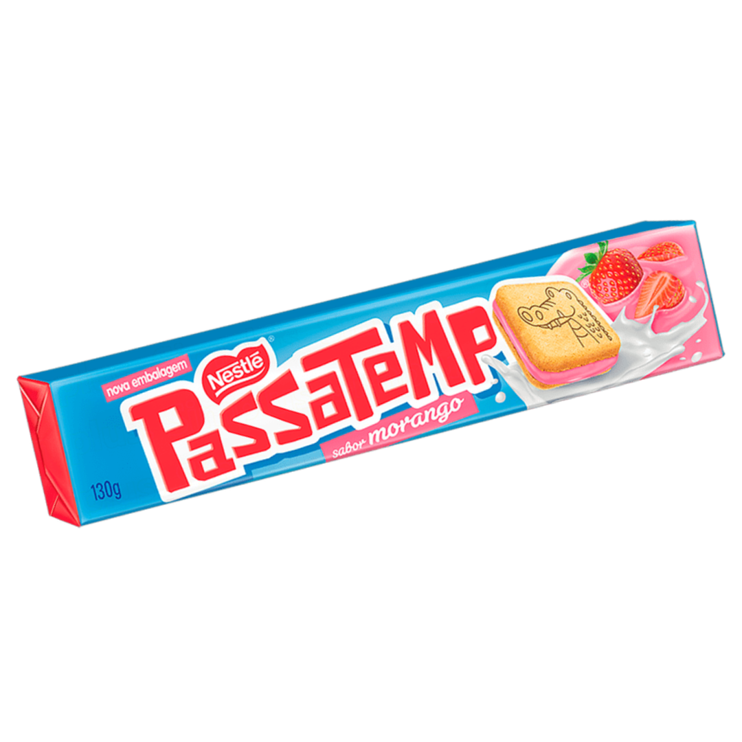 "Passatempo" Biscuits Fourrés à la fraise (Bolacha sabor Morango) NESTLÉ - 130g - Promoção