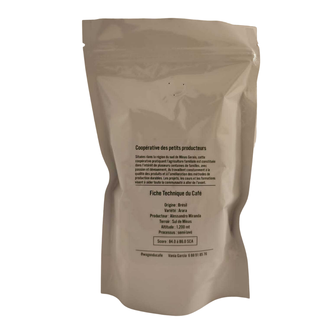 Café de spécialité en grains - Brésil - Variété : Arara (Café Especial do BRASIL - Variedade: Arara - Grãos) - WAGON DU CAFÉ - 250g
