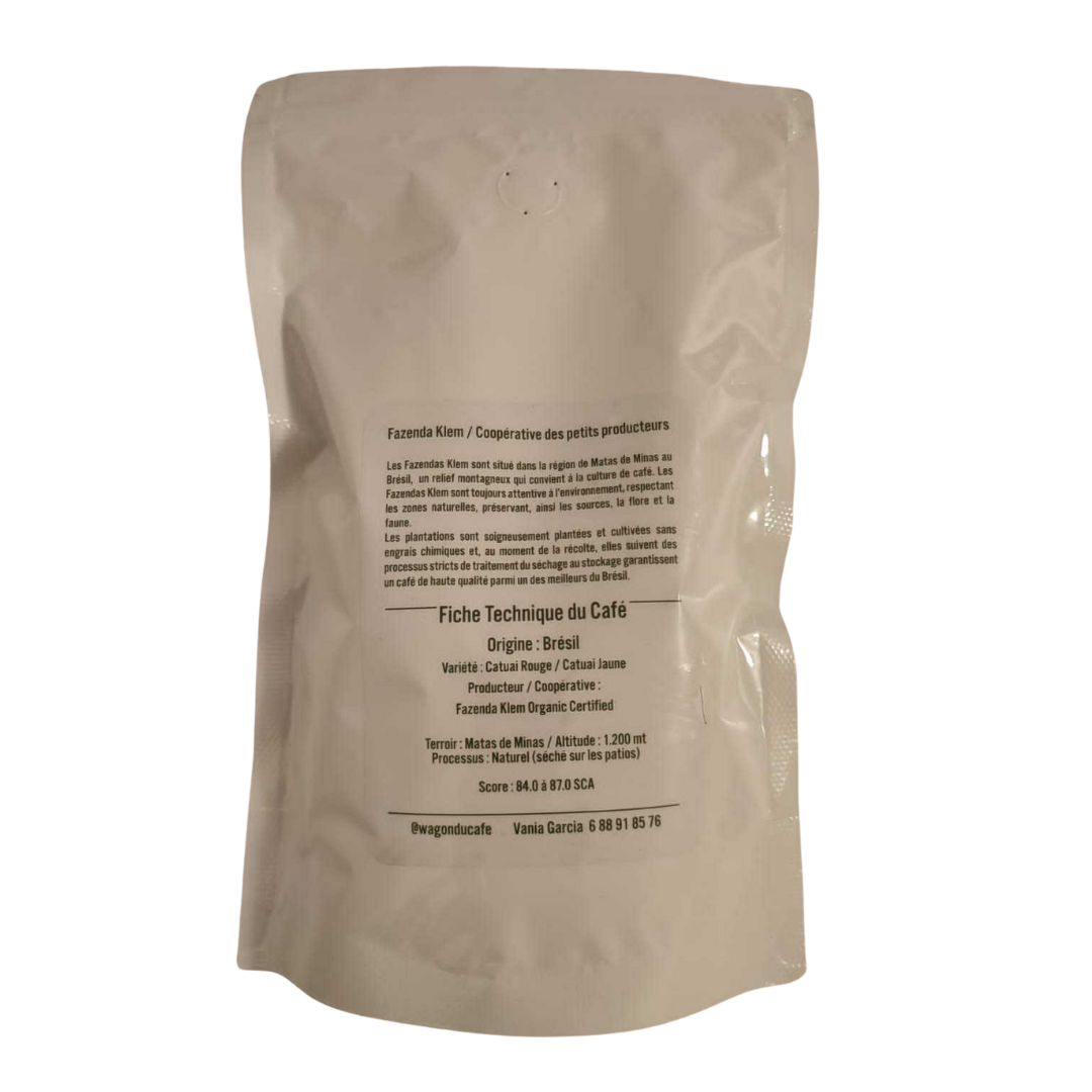 Café de spécialité en grains - Brésil - Variété : Catuai Jaune (Café Especial do BRASIL - Variedade: Catuai Amarelo Orgânico - Grãos) - WAGON DU CAFÉ - 250g