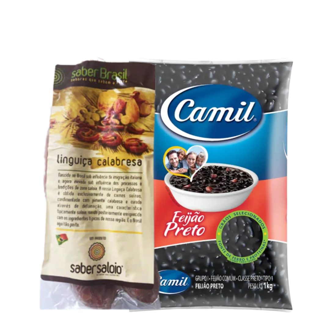 Perfect Combination - Calabresa Sausage - Saber Brasil - Between 301g and 350g + Black Beans - CAMIL - 1kg