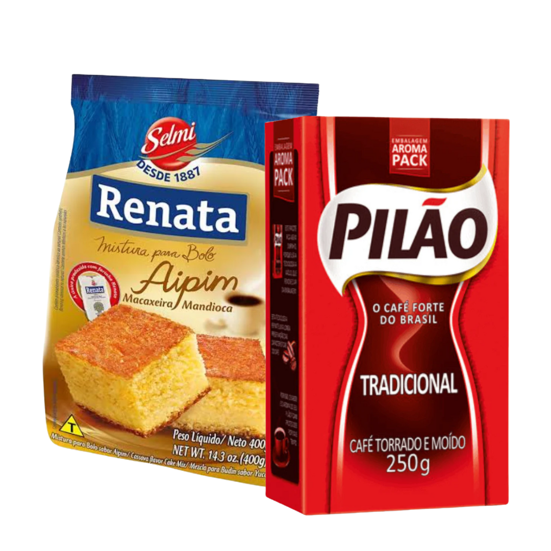 Combinazione Perfetta - Preparato Per Torta Di Manioca - RENATA - 400g + Caffè Tradizionale - PILÃO - 250g