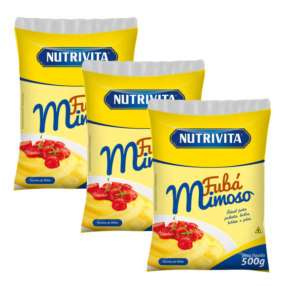 Combo - Fubá Mimoso NUTRIVITA - 500g - Compre 3 unidades e ganhe 10% de desconto
