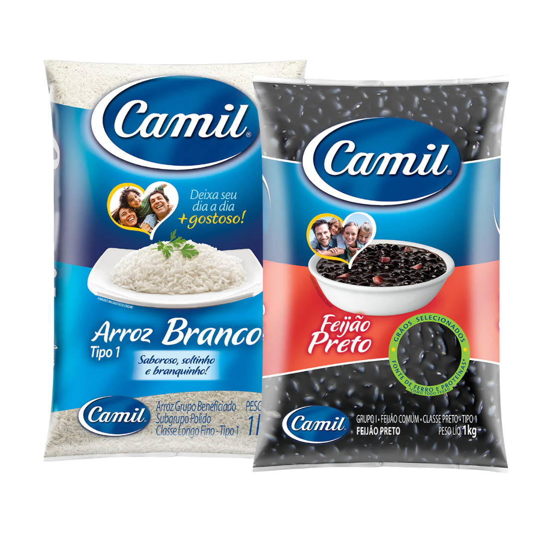 Combinação Perfeita - Arroz Branco - CAMIL - 1kg + Feijão Preto - CAMIL - 1kg