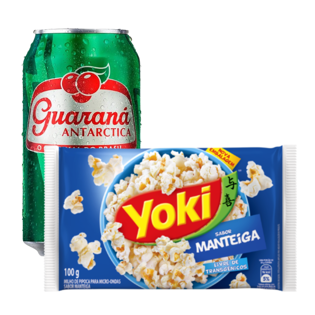 Combinação Perfeita - Guaraná Antárctica - 330ml + Pipoca de Microondas sabor Manteiga - YOKI - 100g