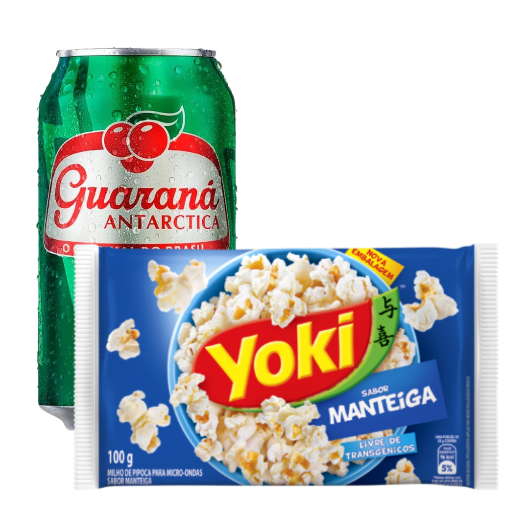 Perfect Combination - Guaraná Antárctica - 330ml + Butter flavored Microwave Popcorn - YOKI - 100g