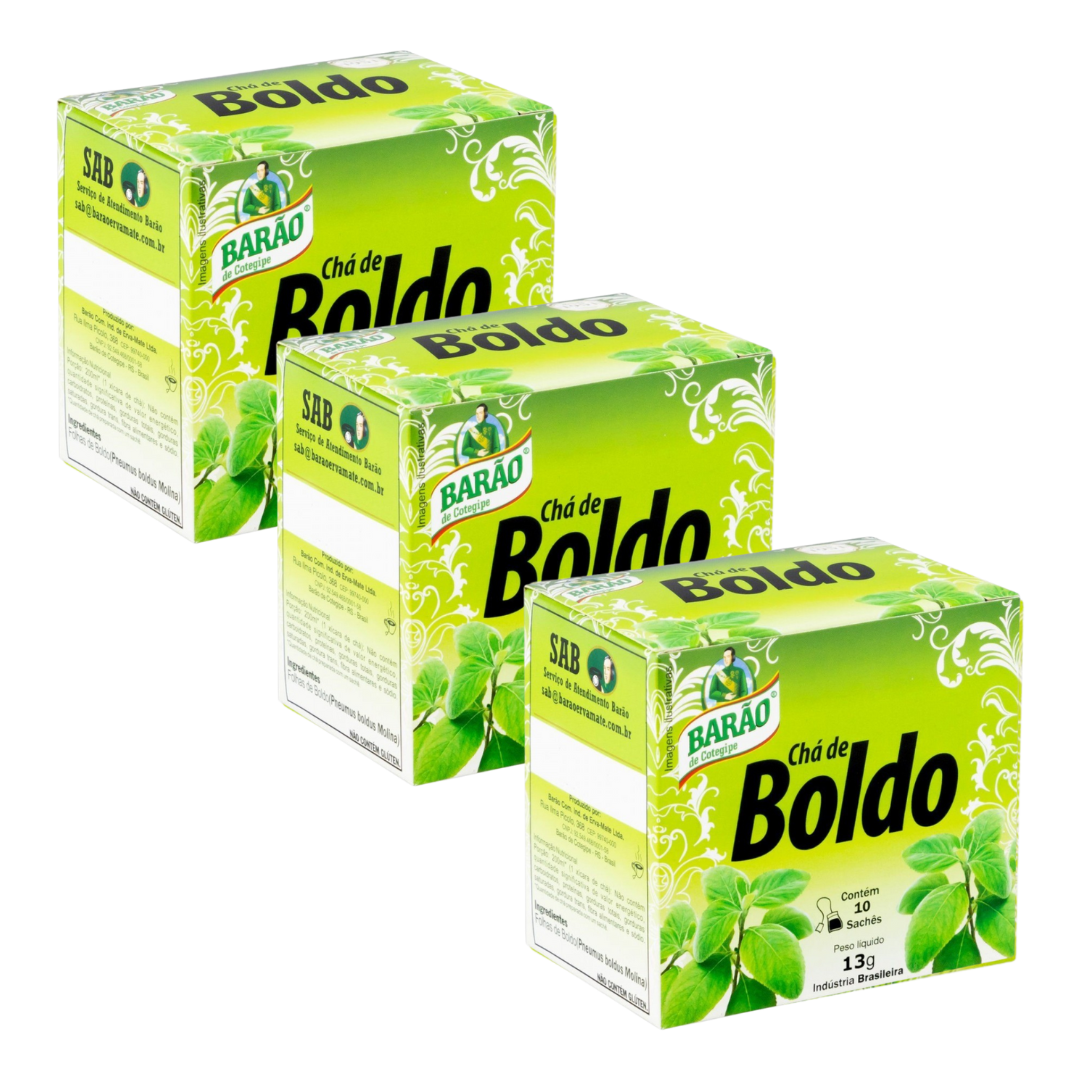 Combo - Chá de Boldo - BARÃO - Contém 10 sachês - Compre 3 e ganhe 10% de desconto